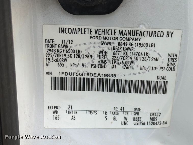 image for item EX4606 2013 Ford F550 Super Duty utility / service truck
