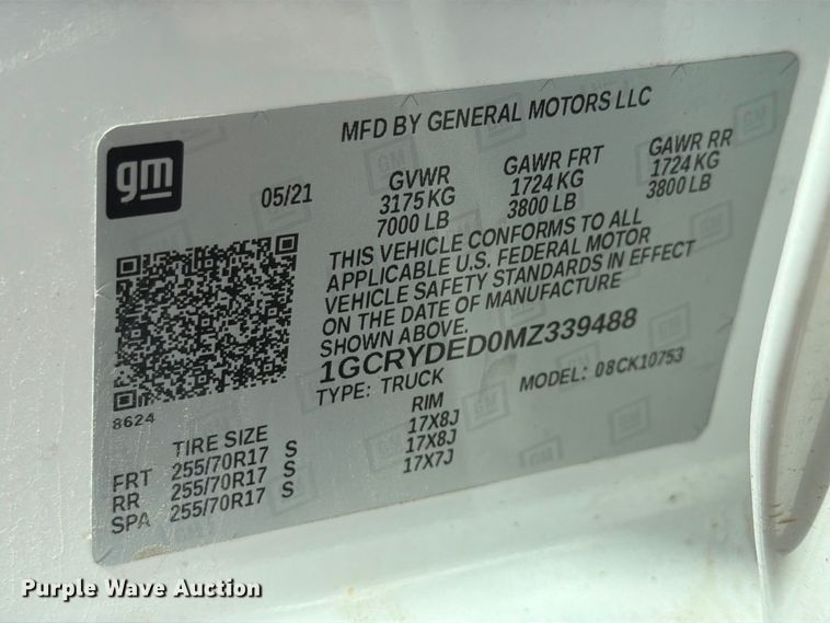 image for item EX4611 2021 Chevrolet Silverado 1500 Ext. Cab pickup truck