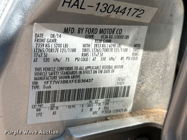 image for item FB6941 2015 Ford F350 Super Duty XL Crew Cab pickup truck