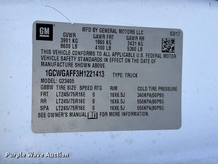 image for item FB8286 2017 Chevrolet Express 2500 van