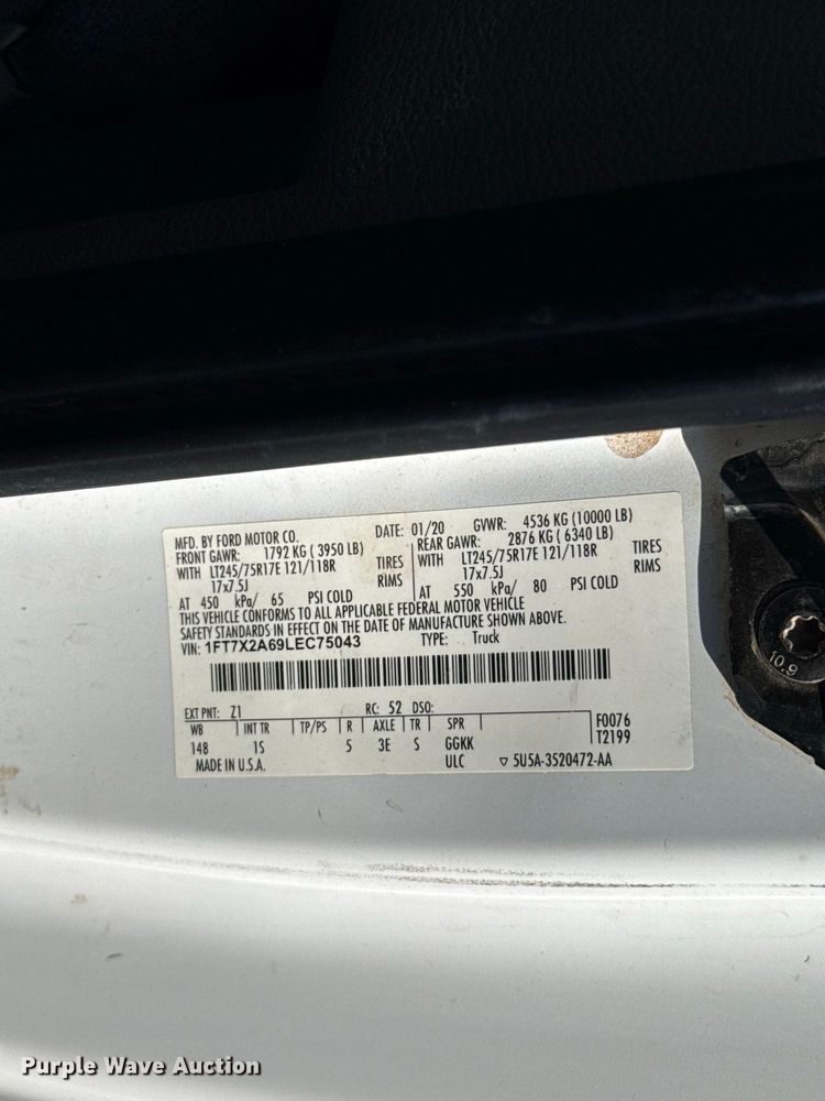 image for item FC4236 2020 Ford F250 Super Duty Ext. Cab pickup truck