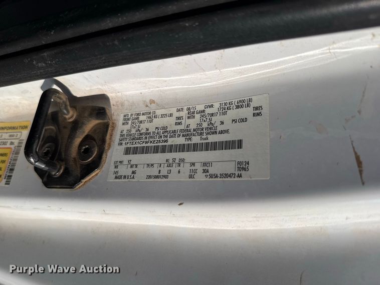 image for item FC4239 2015 Ford F150 Ext. Cab pickup truck