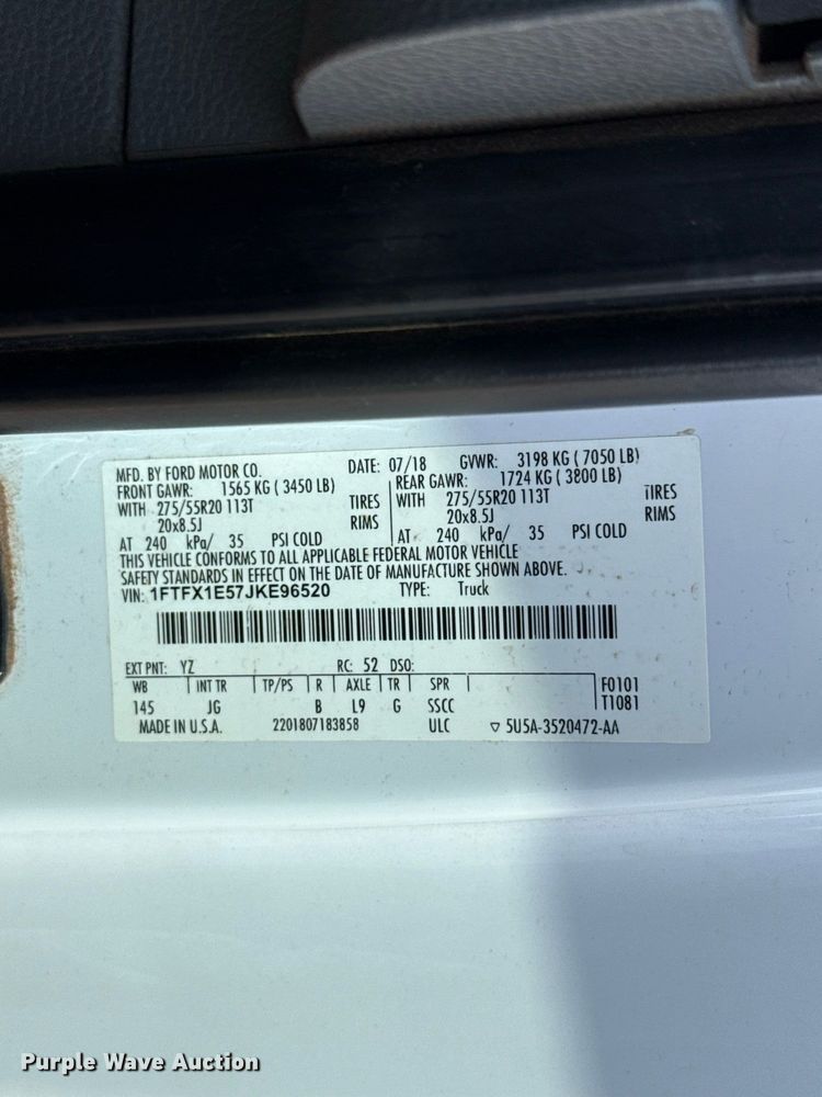 image for item FC4296 2018 Ford F150 Ext. Cab pickup truck
