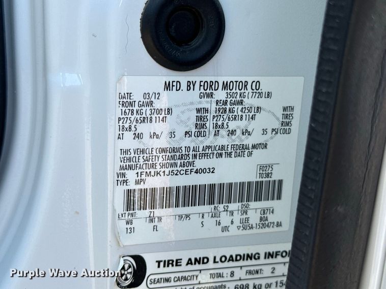 image for item FC4298 2012 Ford Expedition SUV