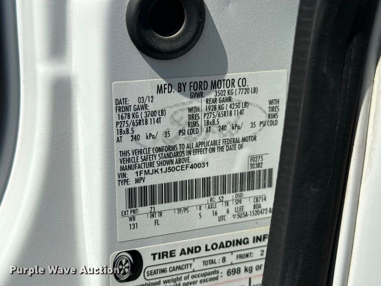 image for item FC4302 2012 Ford Expedition SUV