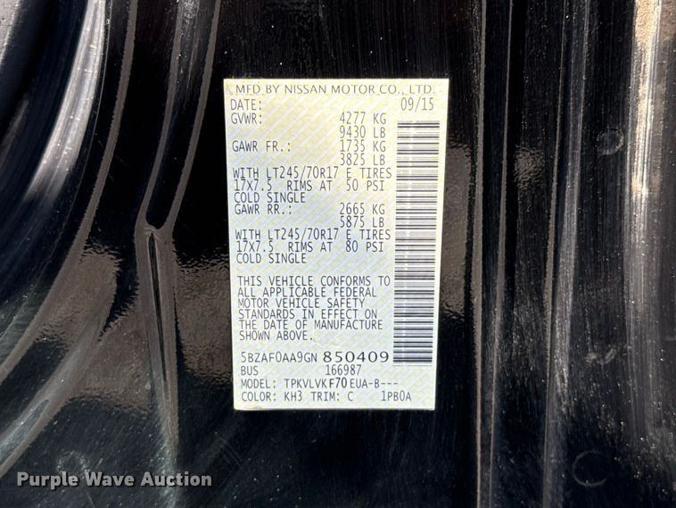 image for item FC4331 2016 Nissan NV3500 van