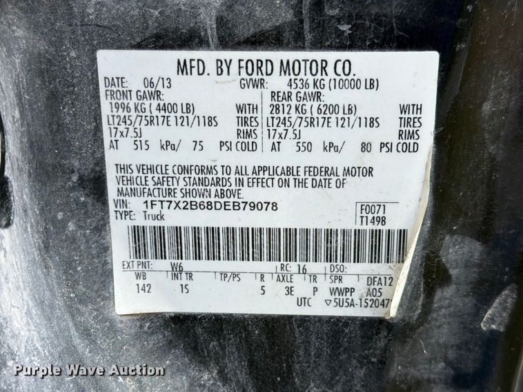 image for item FK3653 2013 Ford F250 Super Duty XL Ext. Cab pickup truck