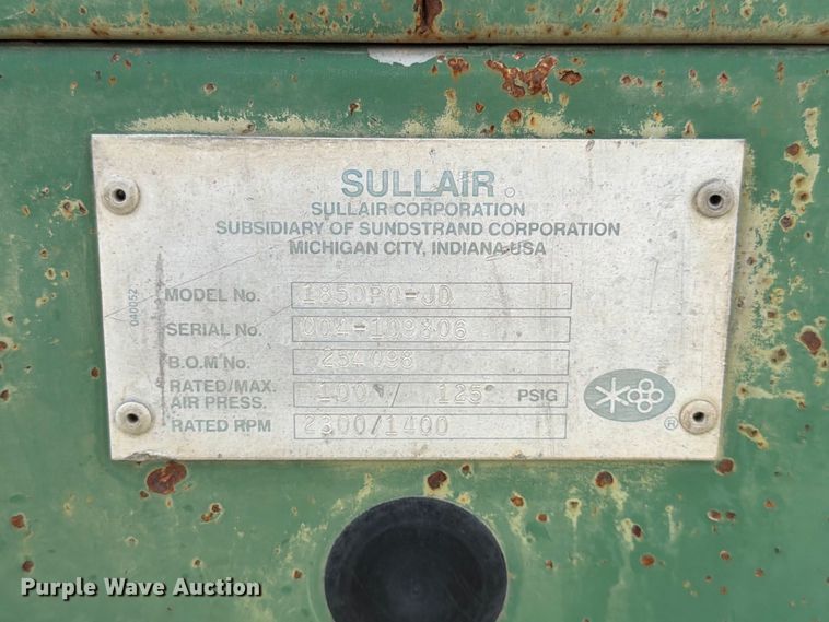 image for item FK3696 Sullair 185DPO-JD air compressor