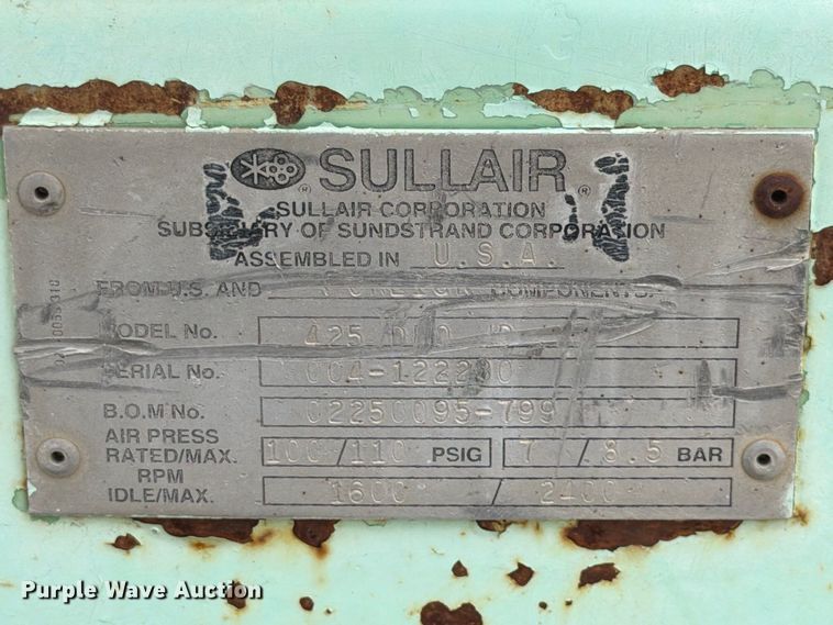 image for item FK3697 Sullair 425 air compressor