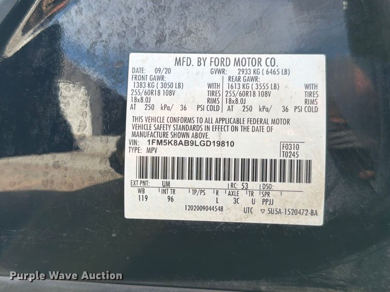 image for item FP3094 2020 Ford Explorer Police Interceptor SUV