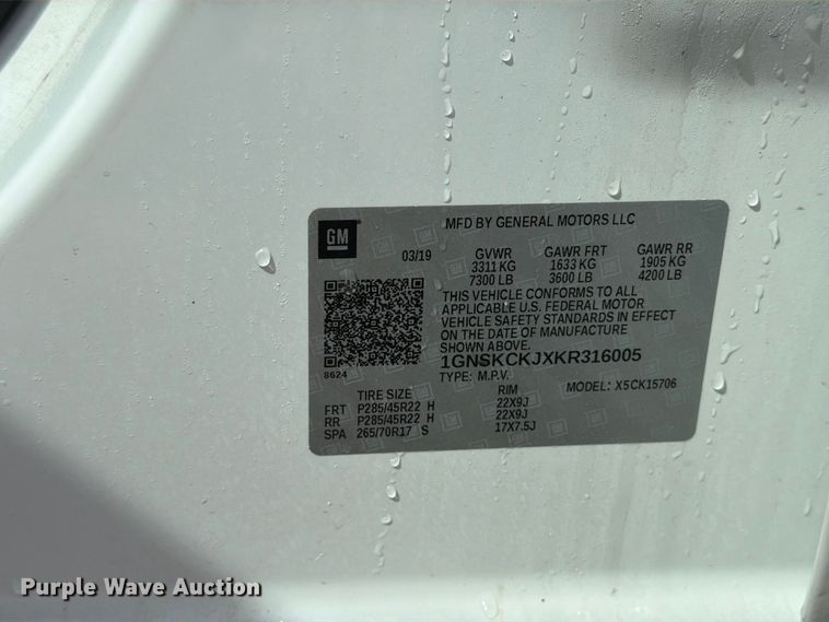 image for item FT7511 2019 Chevrolet Tahoe SUV