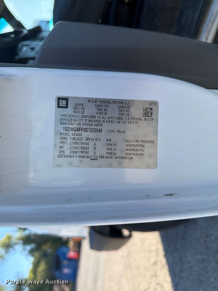 image for item FU4633 2016 Chevrolet Express 2500 