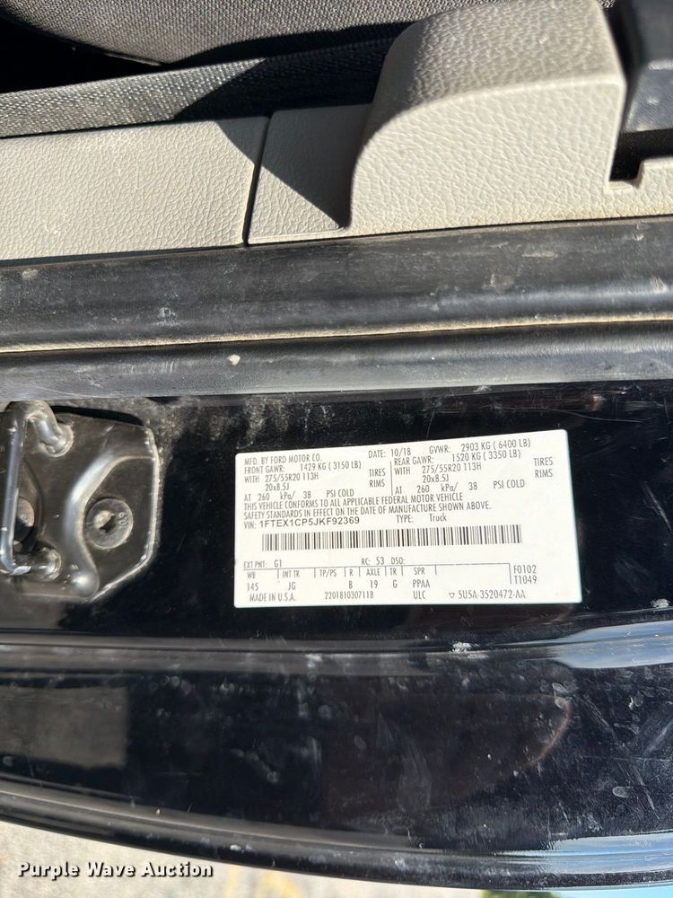 image for item FU4640 2018 Ford F150 Ext. Cab pickup truck