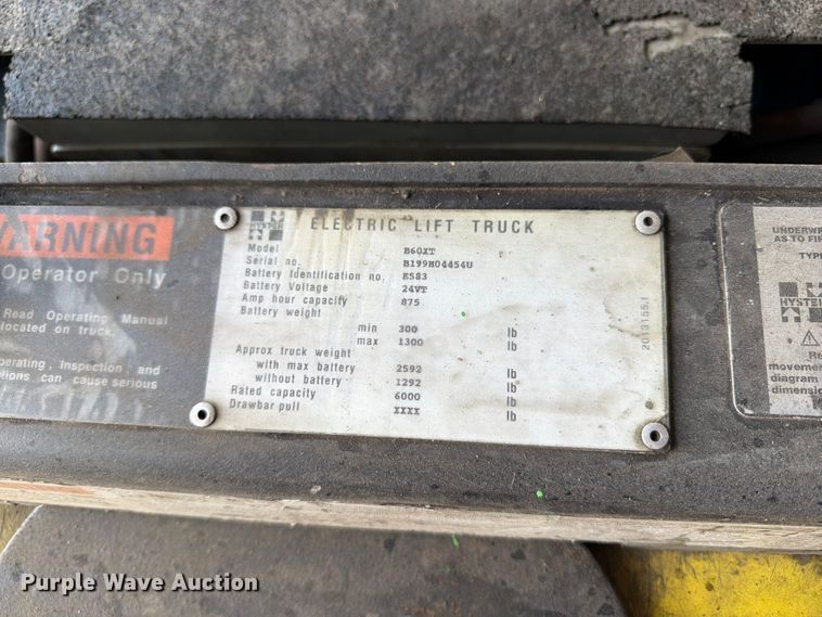 image for item OE9706 Hyster B60XT pallet jack