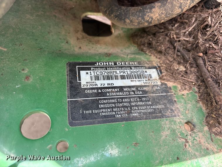 image for item YA3819 2023 John Deere Z970R ZTR lawn mower