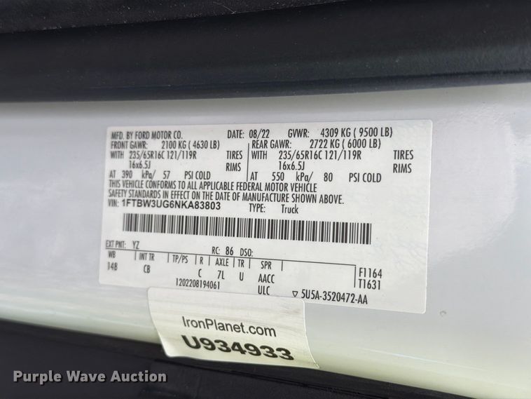 image for item YA4618 2022 Ford Transit 350 delivery van