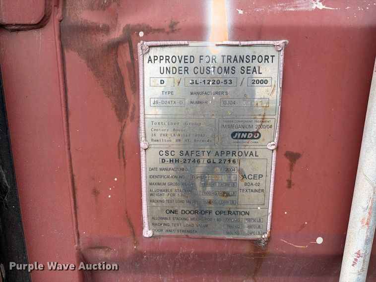 image for item YA4665 2004 CIMC shipping container