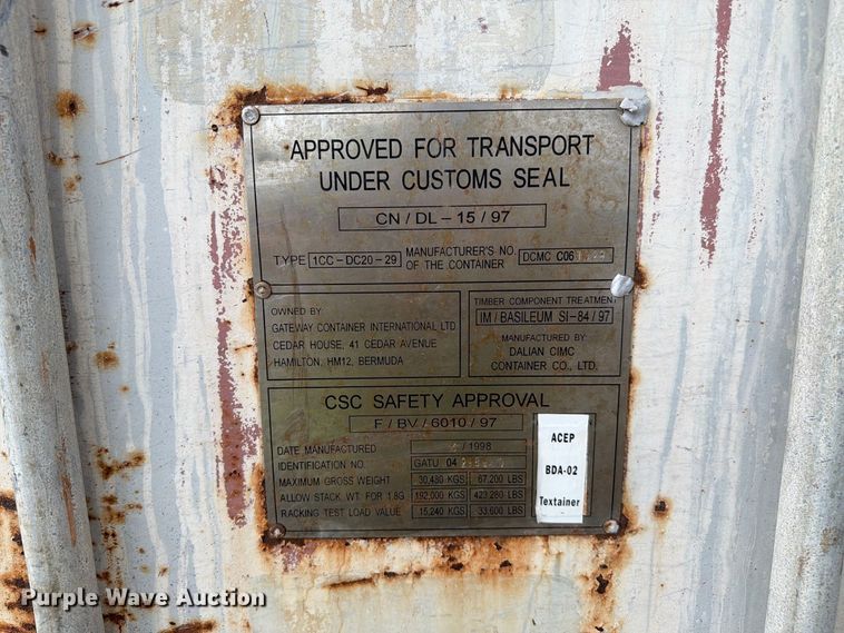 image for item YA4667 1998 CIMC shipping container