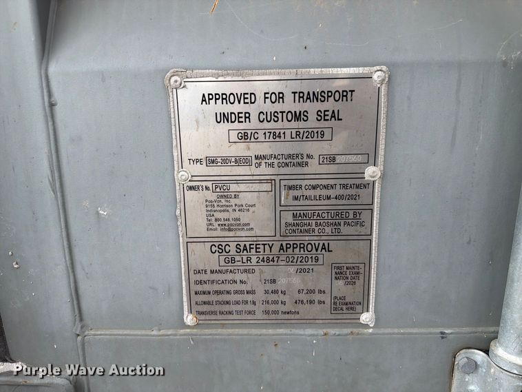 image for item YA4669 2021 Shanghai Baoshan Pacific shipping container