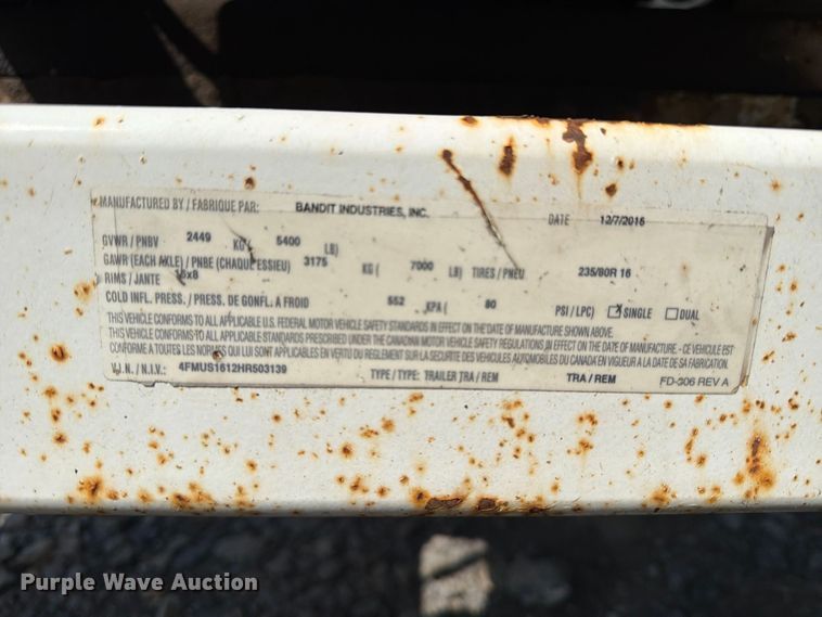 image for item YA4955 2016 Bandit 200UC wood chipper