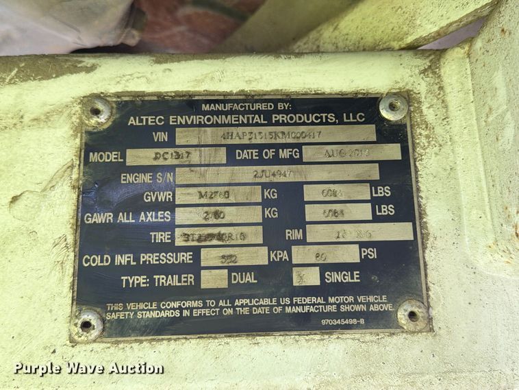 image for item YA4956 2019 Altec DC1317 wood chipper