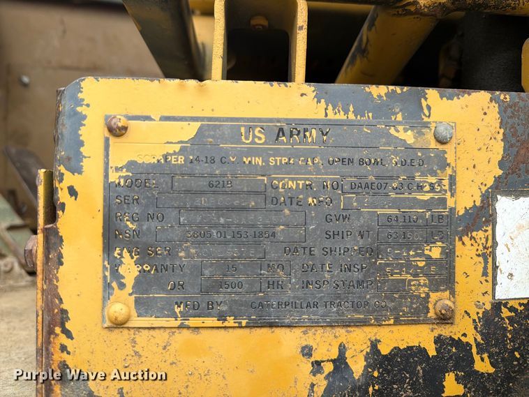 image for item DU3122 1985 Caterpillar 621B conventional scraper 