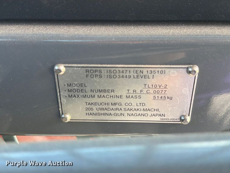 image for item DV7366 2024 Takeuchi TL10V2 tracked skid steer loader