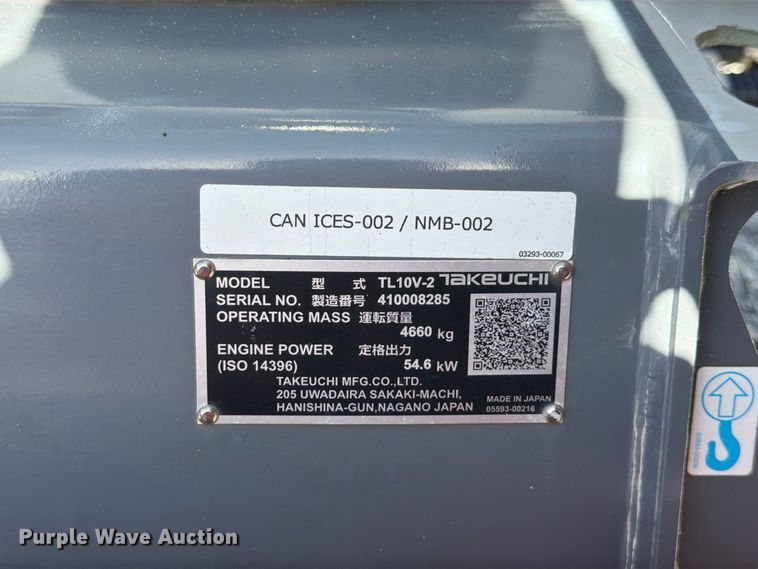 image for item DV7366 2024 Takeuchi TL10V2 tracked skid steer loader