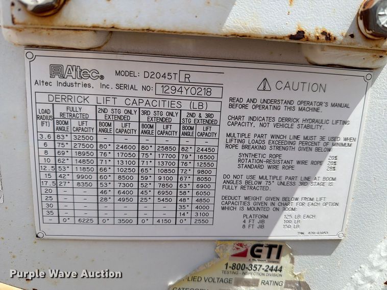 image for item DV8605 1995 International F4900 digger derrick truck