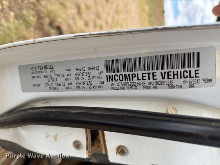 image for item DV8635 2016 RAM 5500 flatbed truck