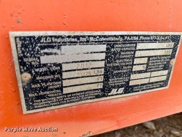 image for item DV8639 2012 JLG 600S boom lift