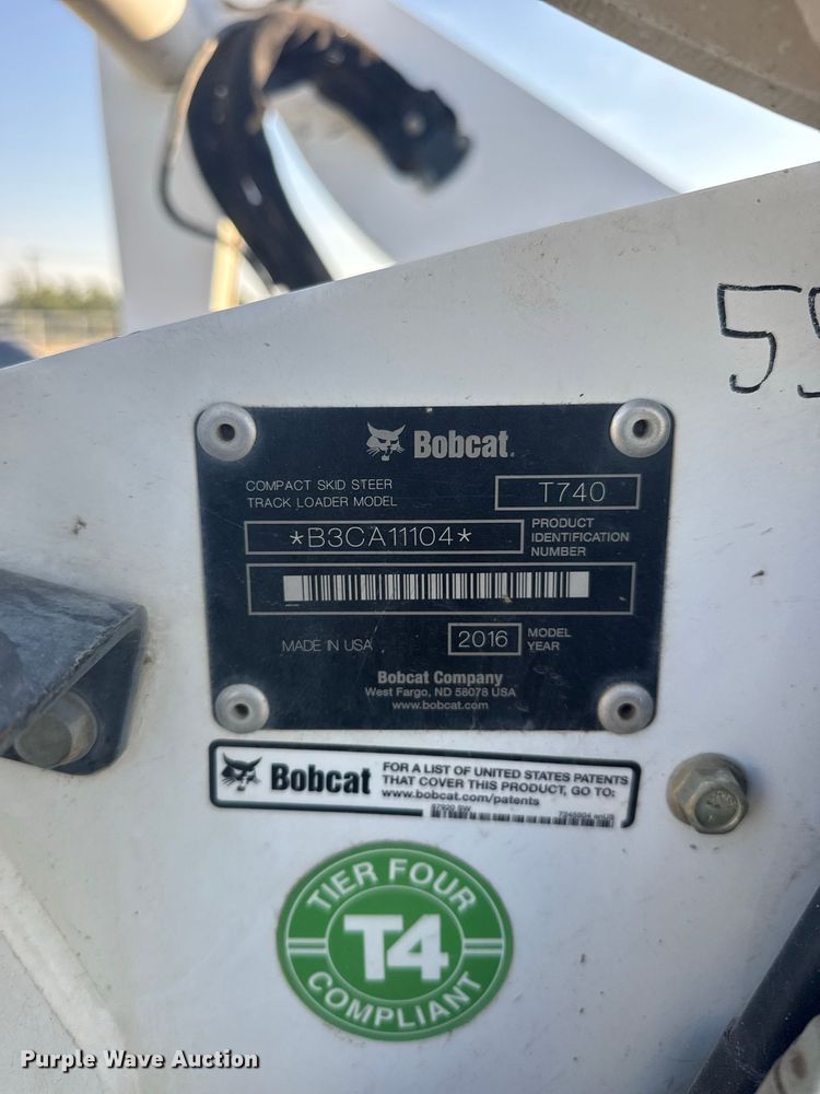 image for item DY3264 2016 Bobcat T740 tracked skid steer loader