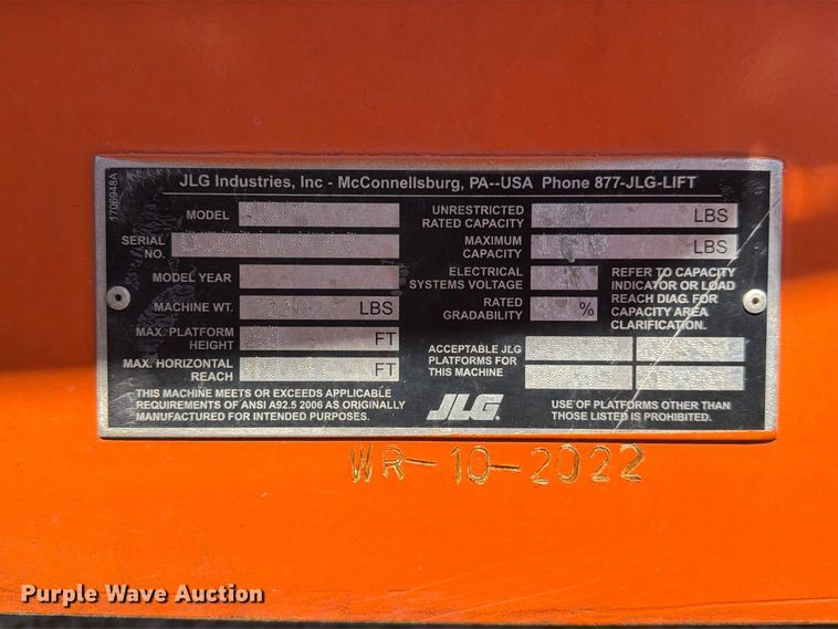 image for item DZ4700 2007 JLG 600S boom lift