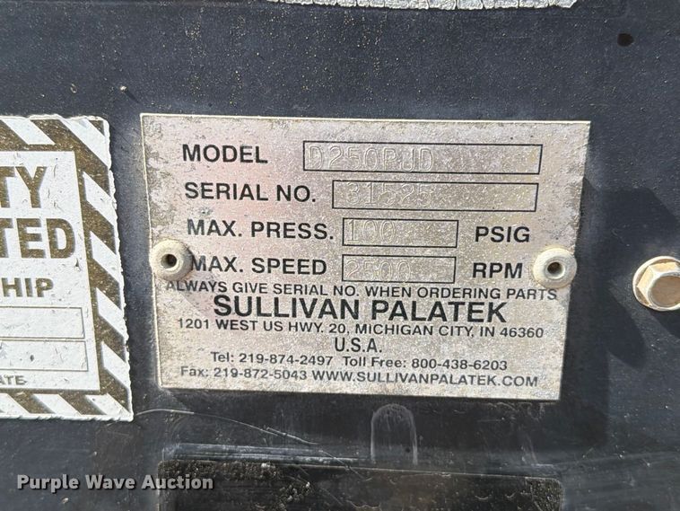 image for item EA0468 2013 Sullivan Palatek D250PJD air compressor