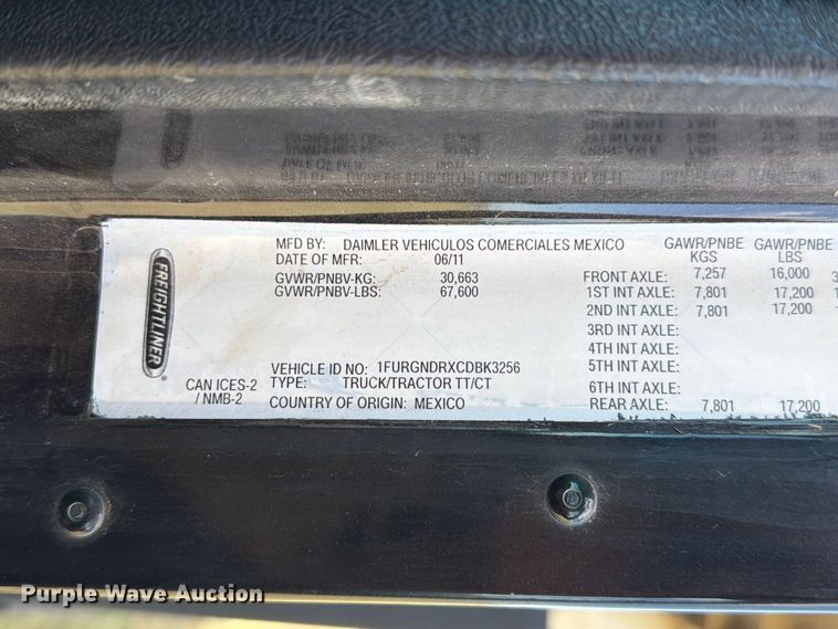 image for item EA0486 2012 Freightliner Coronado hydroseeder truck