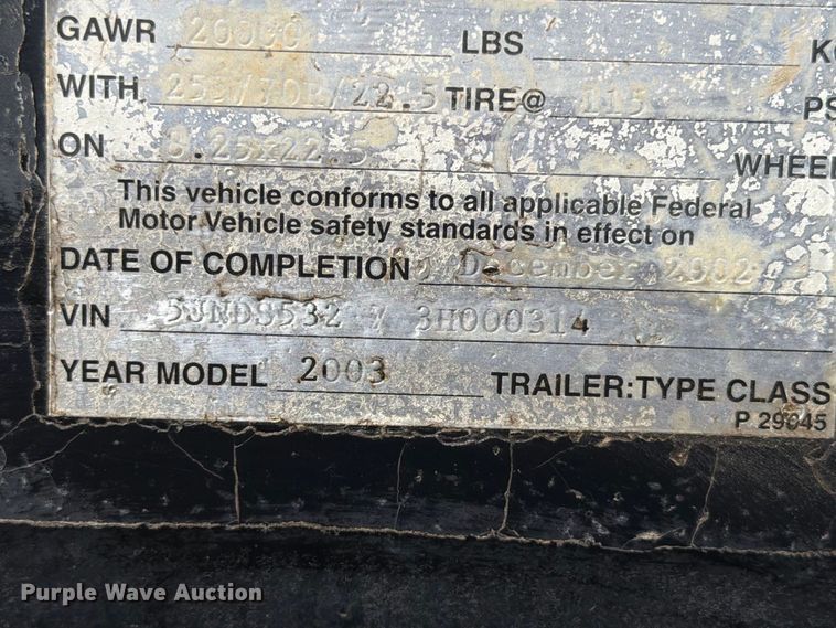 image for item EA0488 2003 JET drop deck equipment trailer