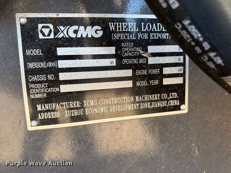 image for item ED0185 2024 XCMG XC958U wheel loader