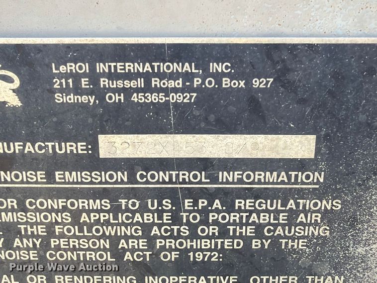 image for item EP7578 1994 LeRoi 185 air compressor