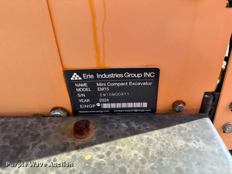 image for item EU1533 2024 Erie Industries EM15 mini excavator