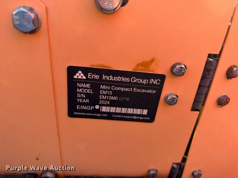 image for item EU1541 2024 Erie Industries EM15 mini excavator