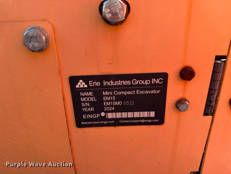 image for item EU1542 2024 Erie Industries EM15 mini excavator