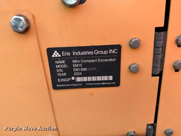 image for item EU1544 2024 Erie Industries EM15 mini excavator