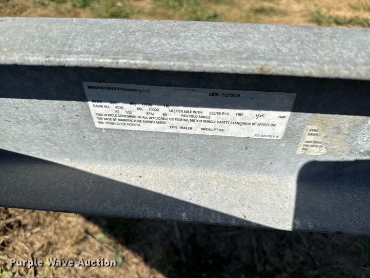 image for item EV6135 2015 Reelstrong PT10K pole trailer