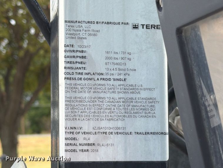 image for item EW8876 2017 TEREX RL4 light plant
