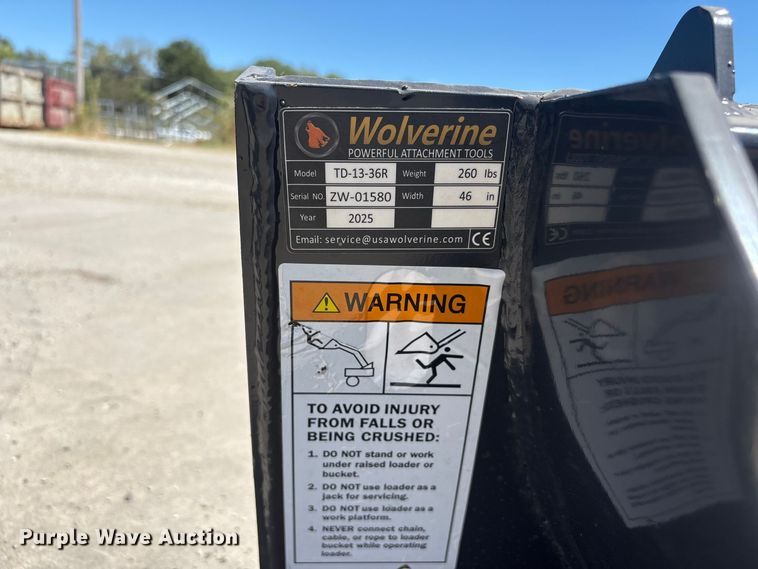 image for item EX4180 2025 Wolverine TD-13-36R skid steer tree spade