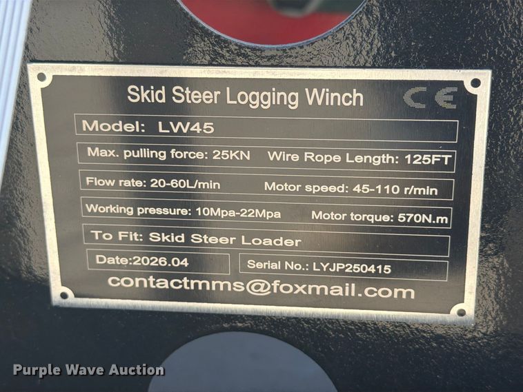image for item EX4184 2026 MMS LW45 skid steer winch