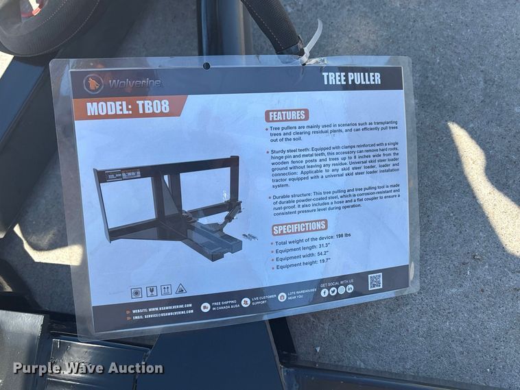 image for item EX4191 2026 Wolverine TB08 skid steer tree puller