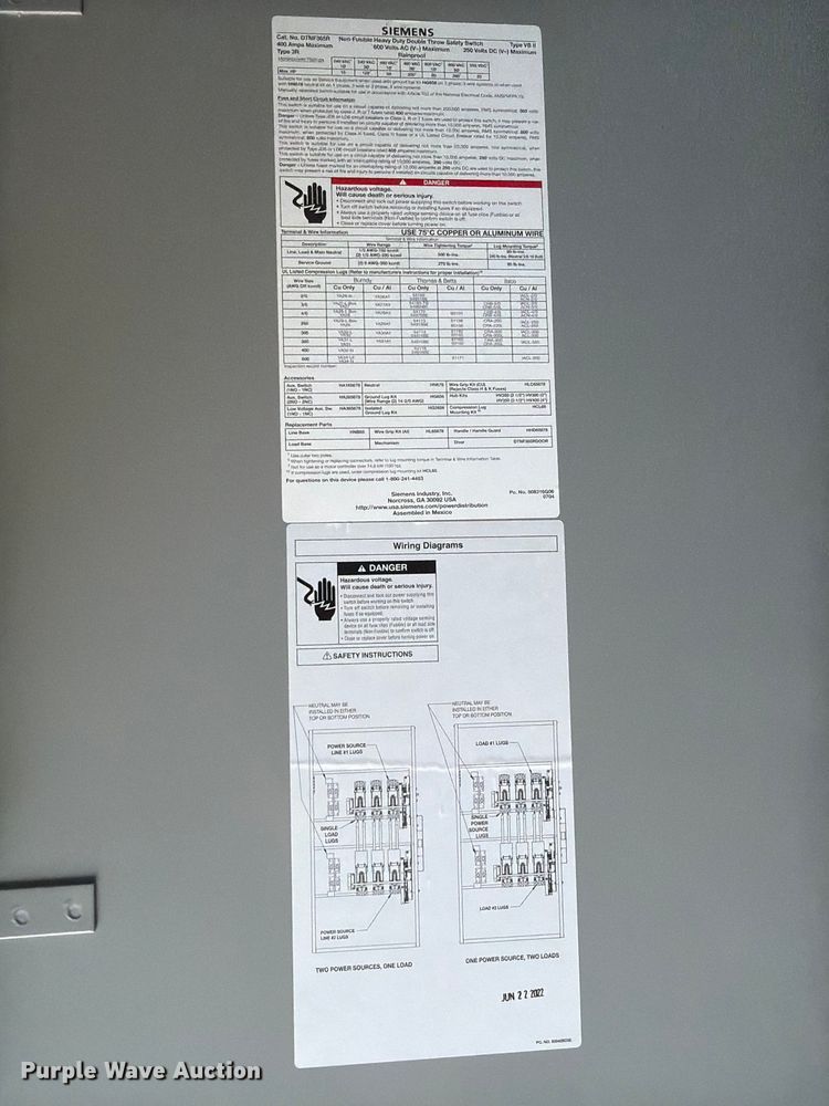 image for item EX4285 SIEMENS DTNF36SR electrical disconnect