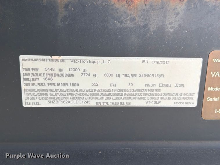 image for item FB5090 2012 Vermeer LP500GT vacuum excavator