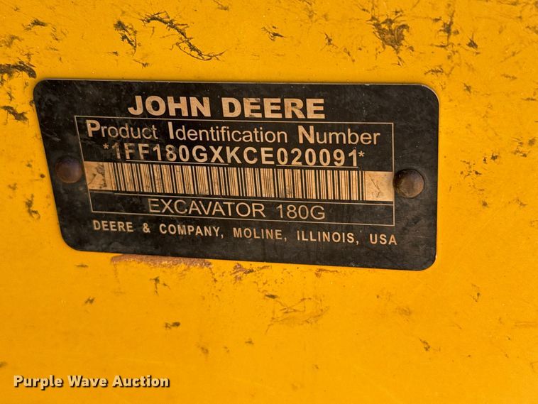 image for item FB6899 2012 John Deere 180G excavator